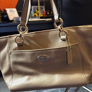 Coach Tan/Nude Leather Tote with Gold Hardware